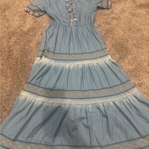 Lapis Blue Puff Sleeve Sundress
